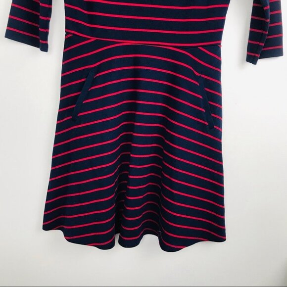 Gap Fit & Flare 3/4 Sleeve  Crew Neck stripe Midi dress Women Size S - Picture 7 of 16